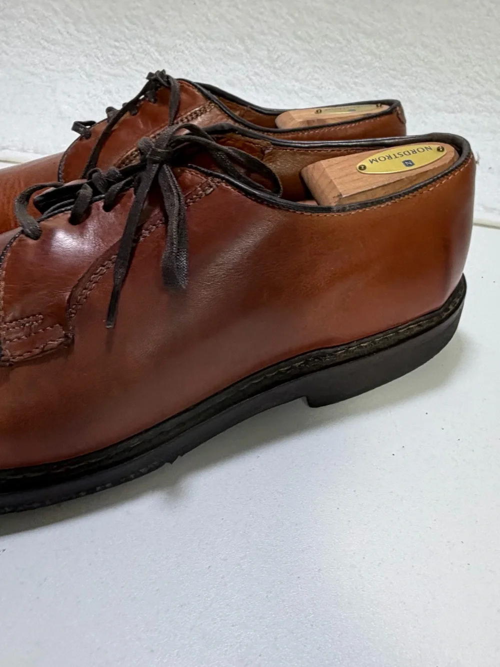 Allen Edmonds Men’s Brown Leather Plain Toe Derby Rubber Sole Shoes Size 10